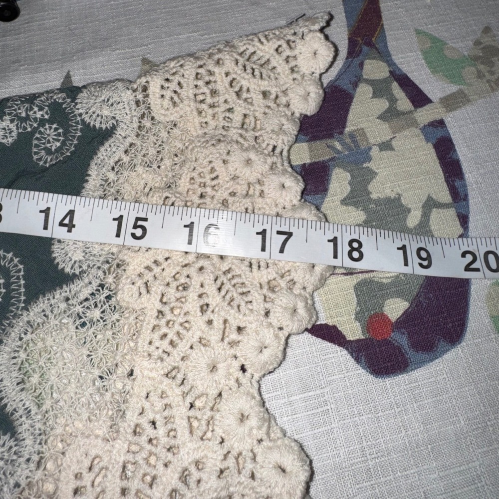 Democracy Womens Boho Lace Embroidered Bell Sleeve Blouse Teal Sage Green M - Picture 9 of 11